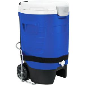 imageIgloo 5 Gallon Wheeled Portable Sports Cooler Water Beverage Dispenser with Flat Seat Lid Blue Model Number 42256