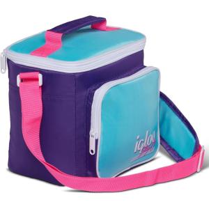 imageIgloo Retro 90s Lunch Coolers Insulated Lunch Bag Square Lunch Box Cooler with Front Pocket ampamp Adjustable StrapPurple