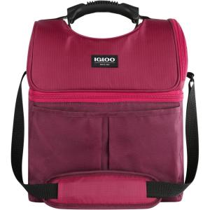 imageIgloo Soft Cooler Gripper Lunch Bag Portable Dual Compartment Lunch Cooler Insulated Lunch Box Soft Sided Cooler BagRed