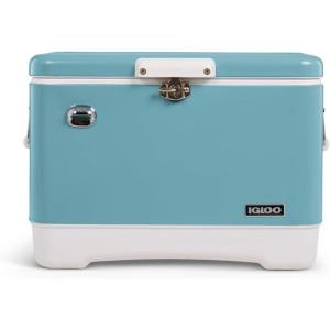 imageIgloo 54 Qt Steel Belted Legacy Stainless Steel Cooler with Bottle OpenerOcean Mist