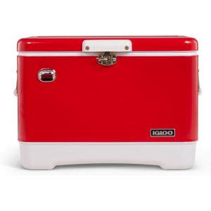 imageIgloo 54 Qt Steel Belted Legacy Stainless Steel Cooler with Bottle OpenerRed