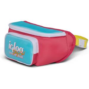 imageIgloo 90s Retro Collection Fanny Pack Portable Cooler with Front Pocket and Adjustable Waist Strap Holds 3 CansWatermelon