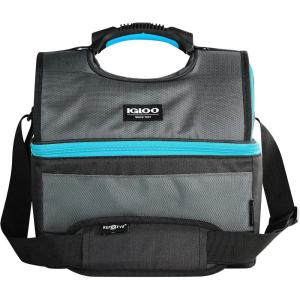 imageIgloo Soft Cooler Gripper Evergreen Eco Lunch Bag 16Can Dual Compartment Lunch Cooler Insulated Lunch Box Soft Sided Cooler BagObsidian