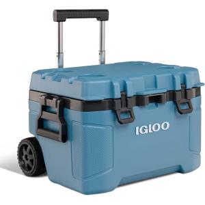 imageIgloo Trailmate 52Qt Wheeled Cooler Insulated Hard Shell Ice Chest CarboniteBlue
