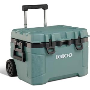 imageIgloo Trailmate 52Qt Wheeled Cooler Insulated Hard Shell Ice Chest CarboniteSpruse
