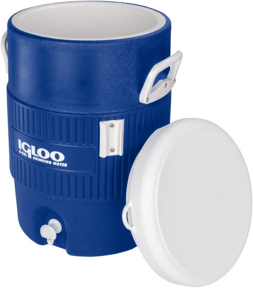 imageIgloo Seat Top Beverage Cooler with Cup Dispenser 5Gallon Ocean BlueOcean Blue