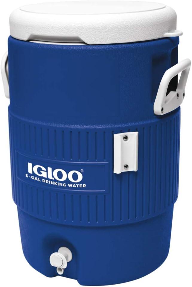 imageIgloo Seat Top Beverage Cooler with Cup Dispenser 5Gallon Ocean BlueOcean Blue