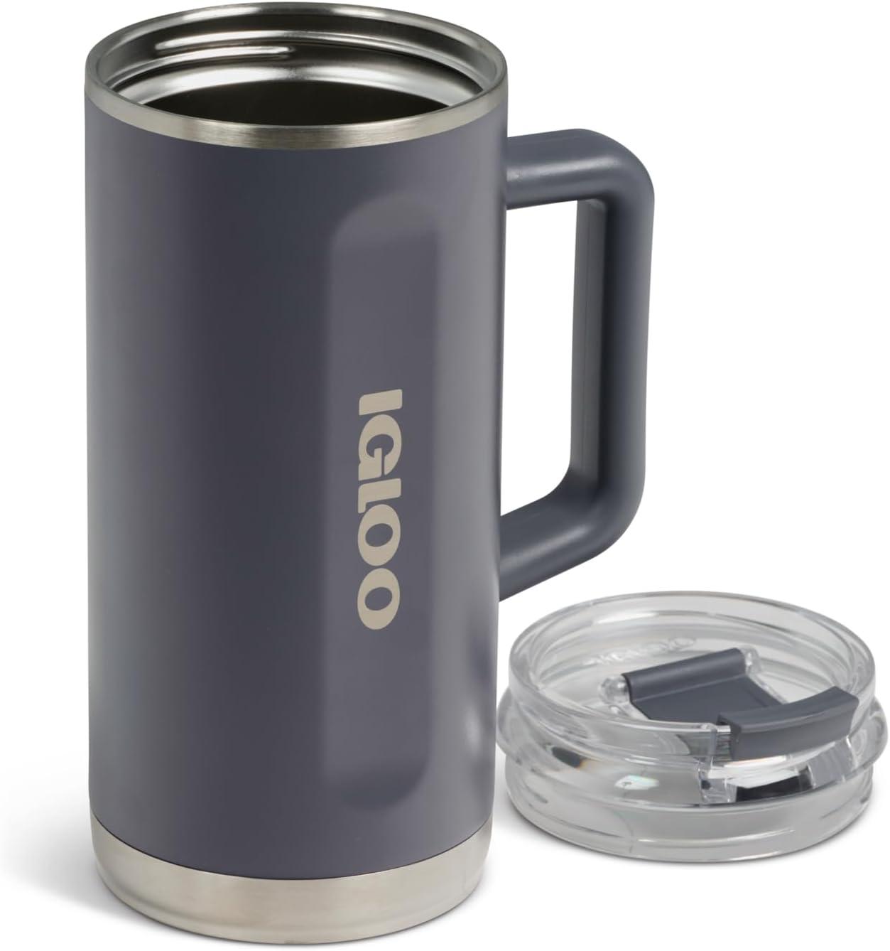 imageIgloo 32 oz Tumbler with Handle Reusable Travel Mug Stainless Steel Insulated Hydration Cup for Hot ampamp Cold Beverages SeafoamCarbonite 36 Oz