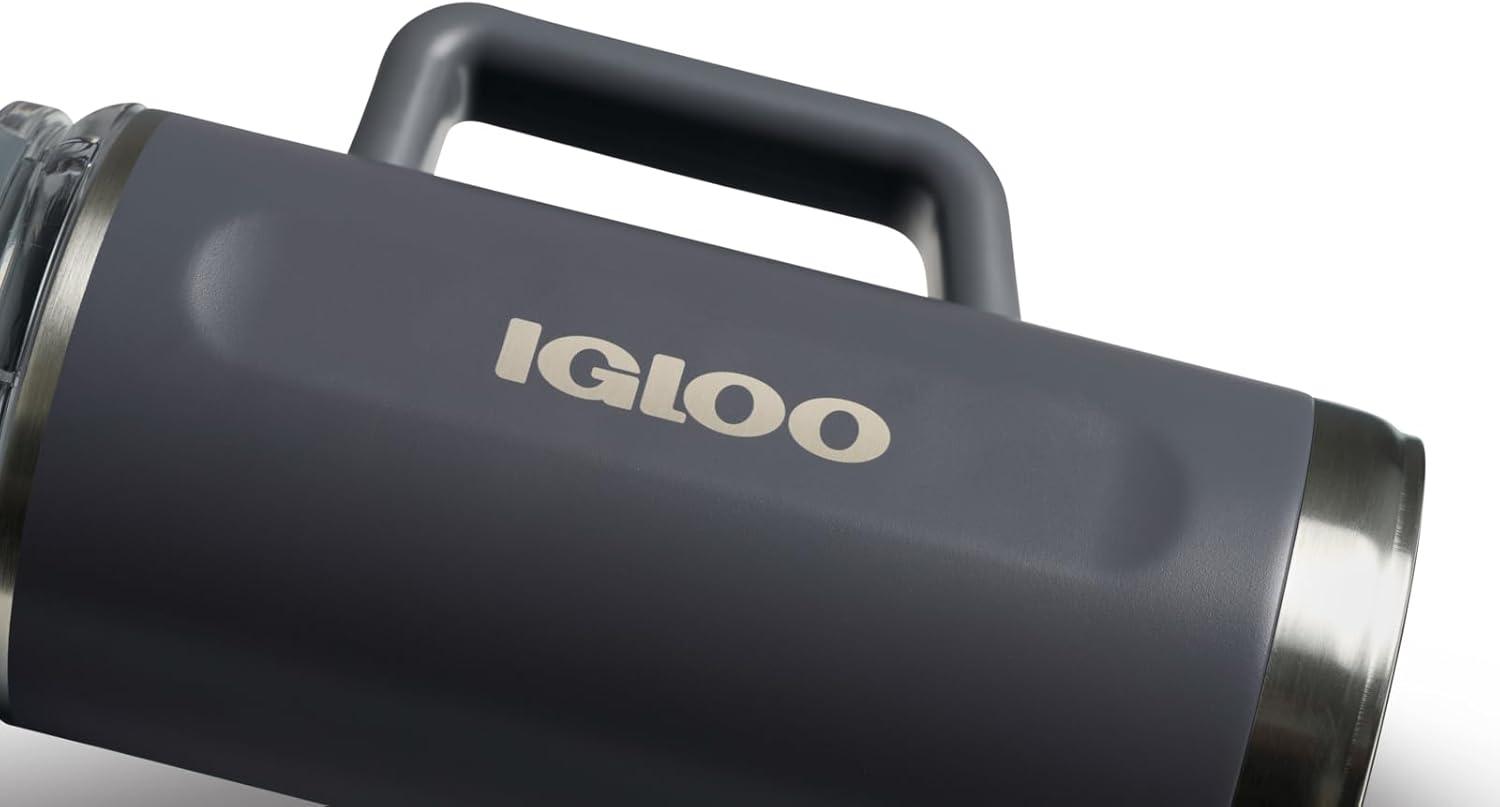 imageIgloo 32 oz Tumbler with Handle Reusable Travel Mug Stainless Steel Insulated Hydration Cup for Hot ampamp Cold Beverages SeafoamCarbonite 36 Oz