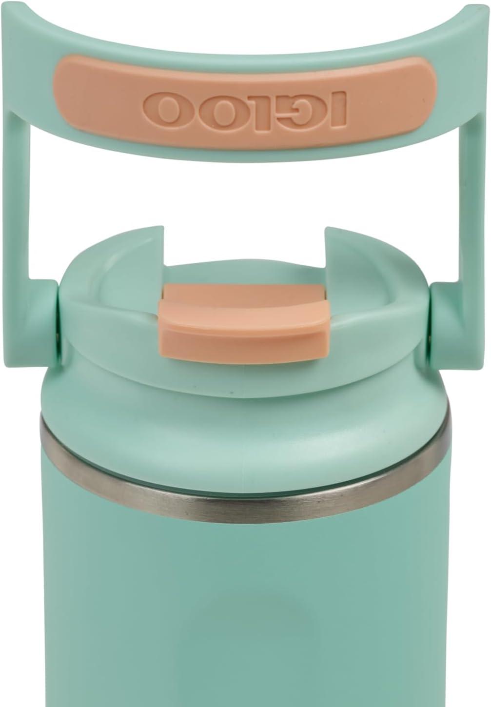 imageIgloo 32 oz Tumbler with Handle Reusable Travel Mug Stainless Steel Insulated Hydration Cup for Hot ampamp Cold Beverages SeafoamSeafoam 16 Oz