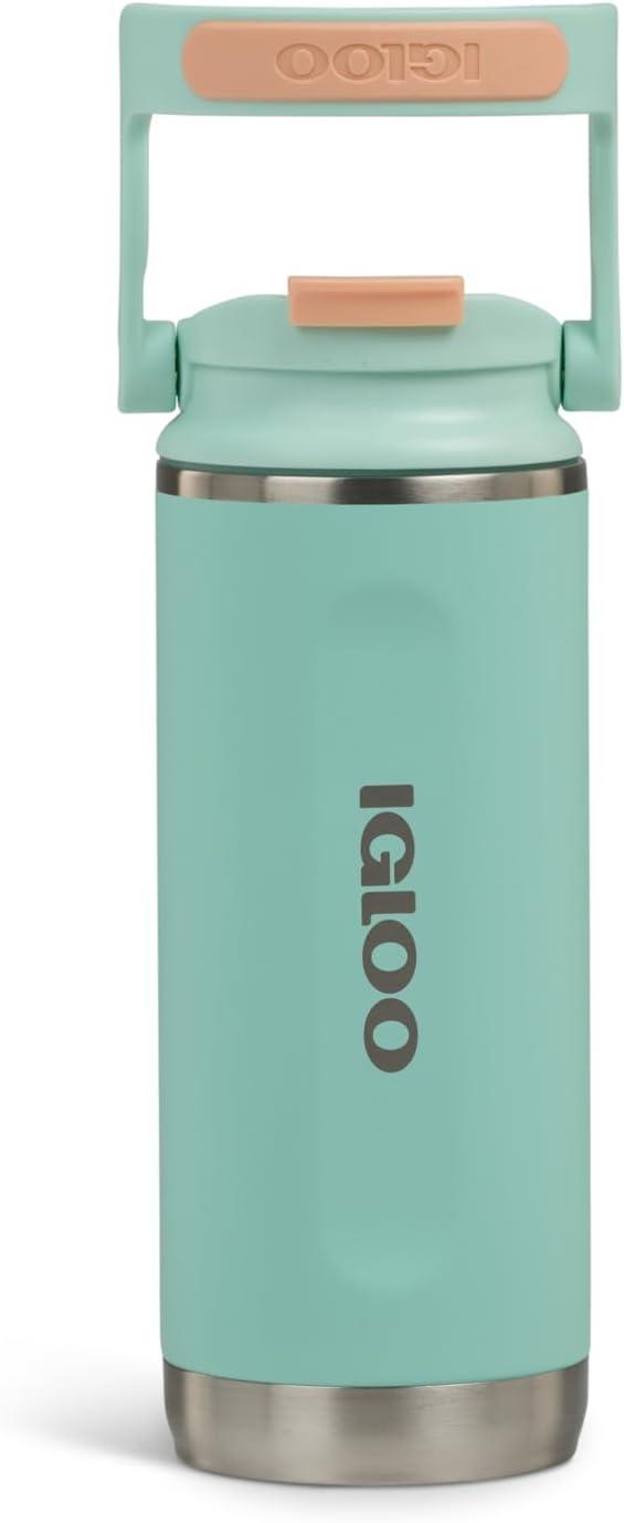 imageIgloo 32 oz Tumbler with Handle Reusable Travel Mug Stainless Steel Insulated Hydration Cup for Hot ampamp Cold Beverages SeafoamSeafoam 16 Oz