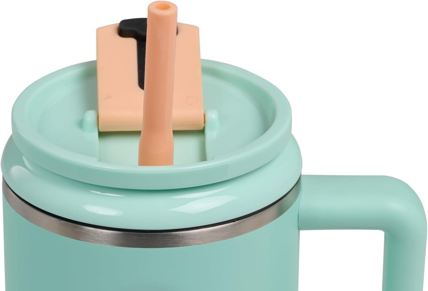 imageIgloo 32 oz Tumbler with Handle Reusable Travel Mug Stainless Steel Insulated Hydration Cup for Hot ampamp Cold Beverages SeafoamSeafoam 32 Oz