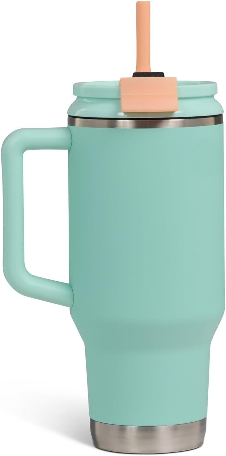 imageIgloo 32 oz Tumbler with Handle Reusable Travel Mug Stainless Steel Insulated Hydration Cup for Hot ampamp Cold Beverages SeafoamSeafoam 32 Oz