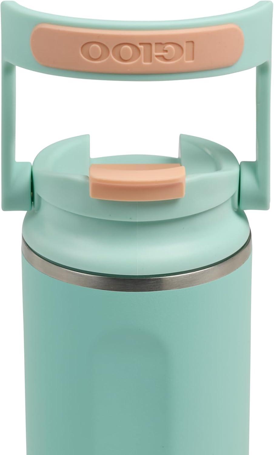 imageIgloo 32 oz Tumbler with Handle Reusable Travel Mug Stainless Steel Insulated Hydration Cup for Hot ampamp Cold Beverages SeafoamSeafoam SP 20 Oz