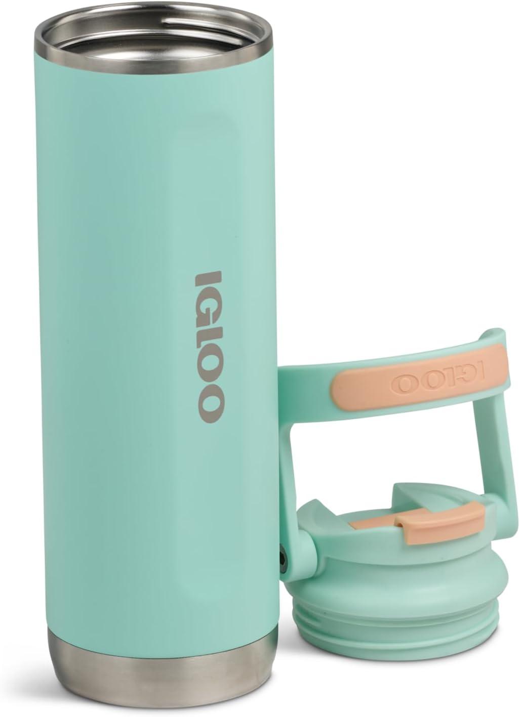 imageIgloo 32 oz Tumbler with Handle Reusable Travel Mug Stainless Steel Insulated Hydration Cup for Hot ampamp Cold Beverages SeafoamSeafoam SP 20 Oz