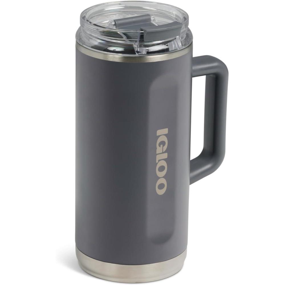 imageIgloo 32 oz Tumbler with Handle Reusable Travel Mug Stainless Steel Insulated Hydration Cup for Hot ampamp Cold Beverages SeafoamCarbonite 36 Oz